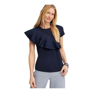 NWT Chicos Ruffle Cap Sleeve Tee Sz 2 570359563